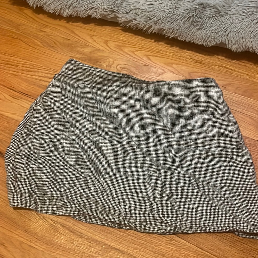 Reformation Black Gingham Mini Skirt 100% Linen